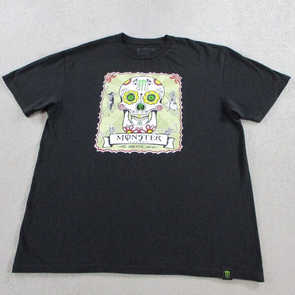 Monster Energy Other - Monster Energy T Shirt Adult Large Black Muerte Sugar Skull Graphic Print Crew